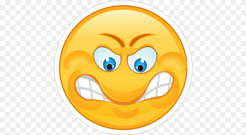 Crazy Angry Grinding Teeth Emoji Sticker Smiley, Logo, Photography Png