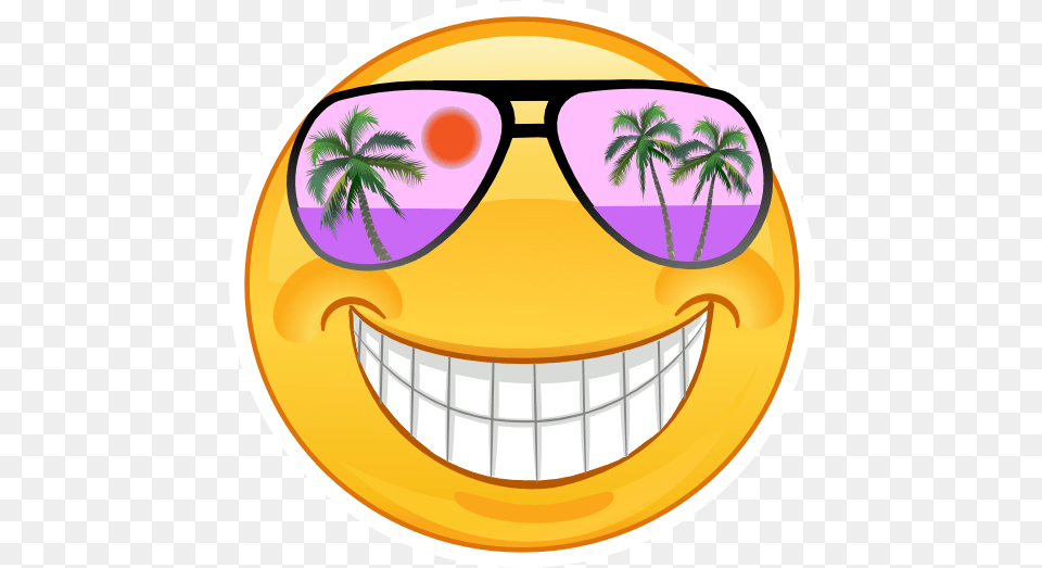 Crazy Cool Purple Sunglasses Smiling Emoji Sticker Smile Emoji, Accessories, Glasses, Summer, Plant Free Png