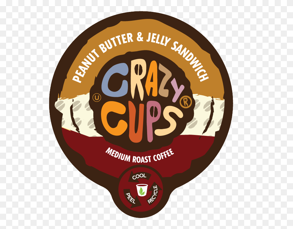 Crazy Cups Peanut Butter And Jelly Sandwich, Badge, Logo, Symbol, Sticker Free Png