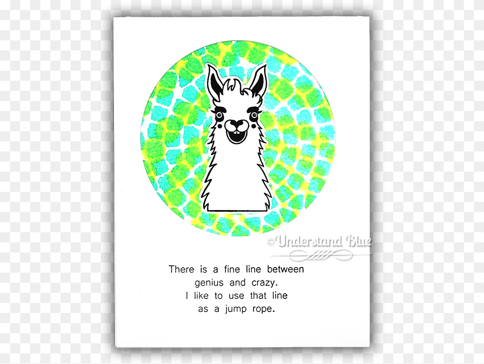 Crazy Llama Card By Understand Blue Circle, Animal, Canine, Dog, Mammal Png