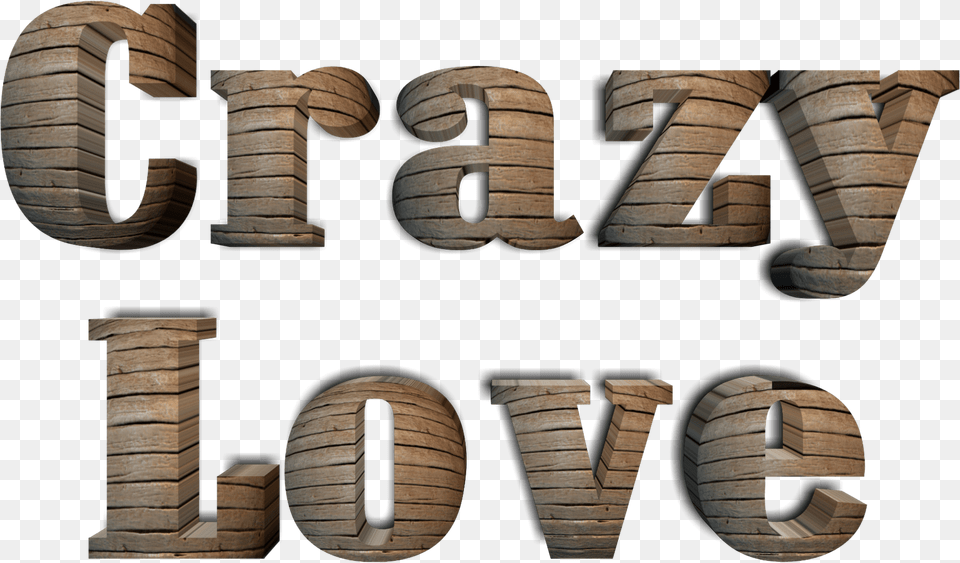 Crazy Love Stylized Lettering Clipart, Wood, Text, Number, Symbol Free Png Download