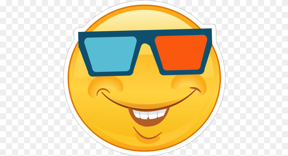 Crazy Smiling Emoji With 3d Glasses Sticker Smiley, Accessories, Sunglasses, Nature, Outdoors Free Png