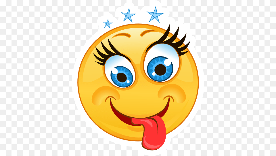 Crazy Tongue Out With Stars Emoji Sticker Smiley, Food, Sweets Free Png