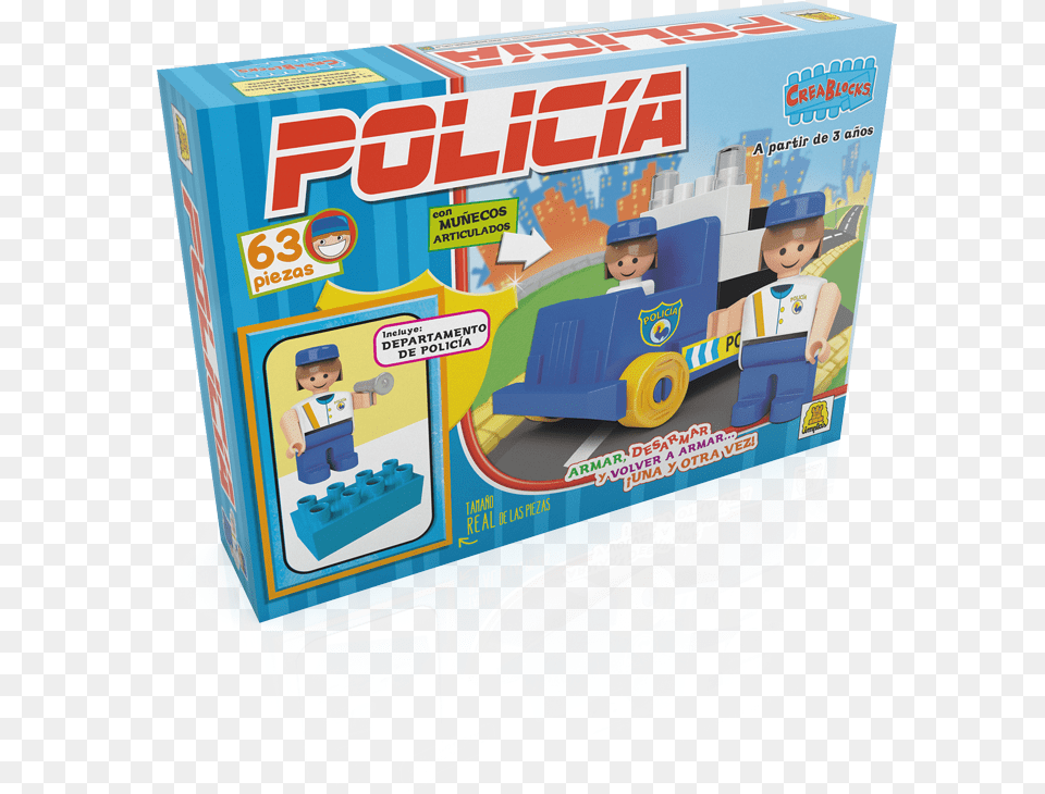 Creablocks Juego De Bloques Para Armar Polica Educational Toy, Baby, Machine, Person, Wheel Png