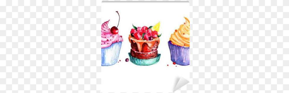 Cream Cakes Cakes With Berries Cake With Cherry Water Color Cake Backgreound, Cupcake, Dessert, Food, Ice Cream Free Png Download