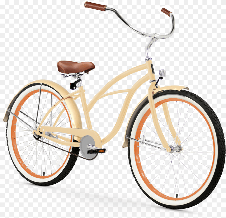 Cream Colored Cruiser Bike, Bicycle, Machine, Transportation, Vehicle Png Image