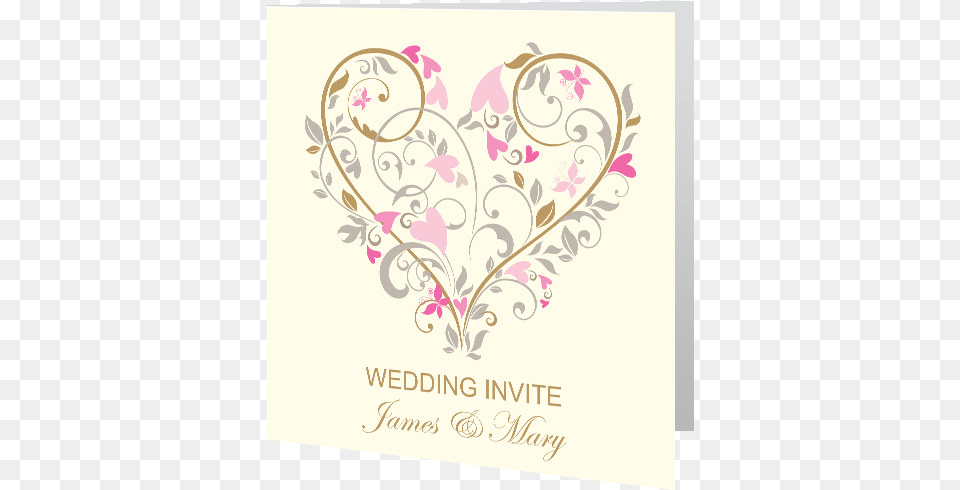 Cream Floral Heart Wedding Day Invite 140 X 140 Folded Have Hidden Your Word In My Heart Book, Art, Envelope, Floral Design, Graphics Png