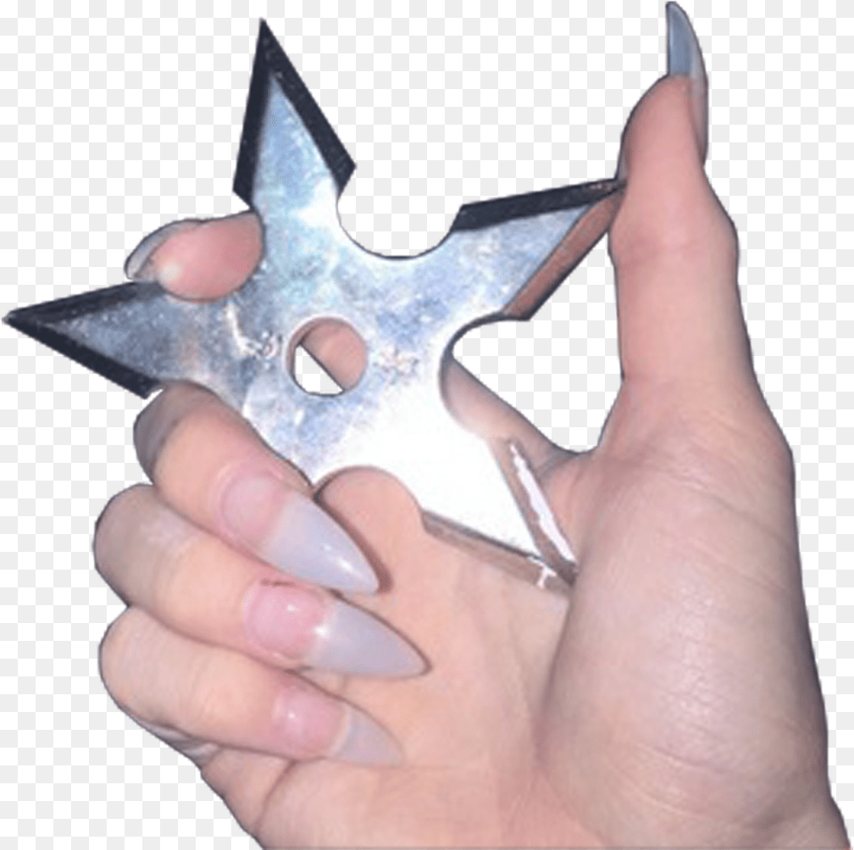 Cream Hand Baddie Ninja Star Polyvore Moodboard Filler Nipper, Aluminium, Silver, Person, Finger Free Transparent Png