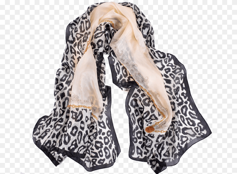 Cream Leopard Print Hijab Animal Print, Clothing, Scarf, Stole Png Image