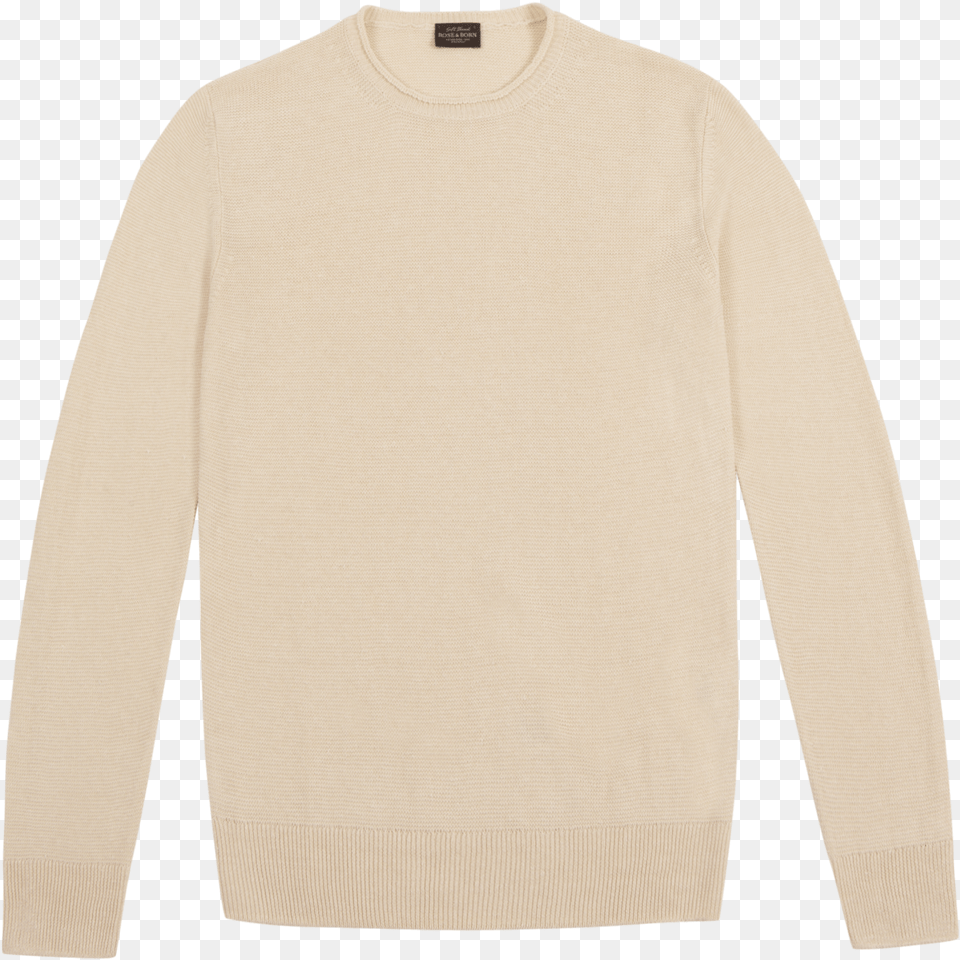 Cream Linen Blend Crew Neck Sweatertitle Cream Linen Sweater, Clothing, Long Sleeve, Sleeve, Knitwear Free Transparent Png