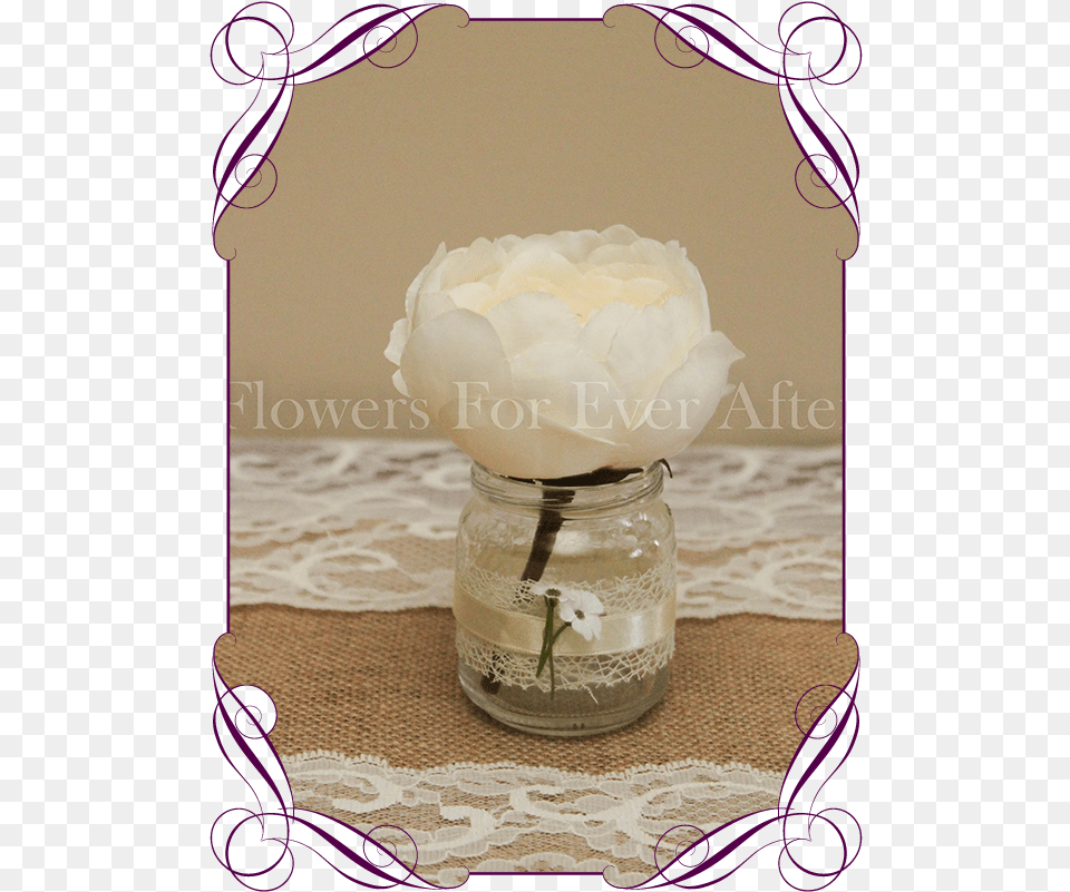 Cream Peony Silk Artificial Table Decoration Flower Girl Crowns Australia, Jar, Plant, Rose, Petal Free Transparent Png