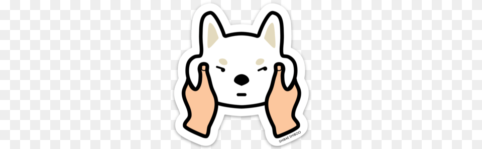 Cream Shiba Inu Cheeky Sticker, Body Part, Hand, Person, Ammunition Free Transparent Png