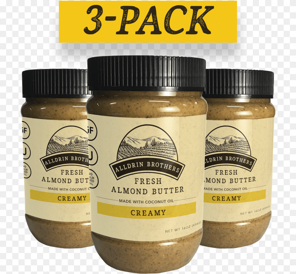 Creamy Almond Butter Miracle Natural Foods Creamy Almond Butter 3 Pack, Food, Mustard, Alcohol, Beer Png Image