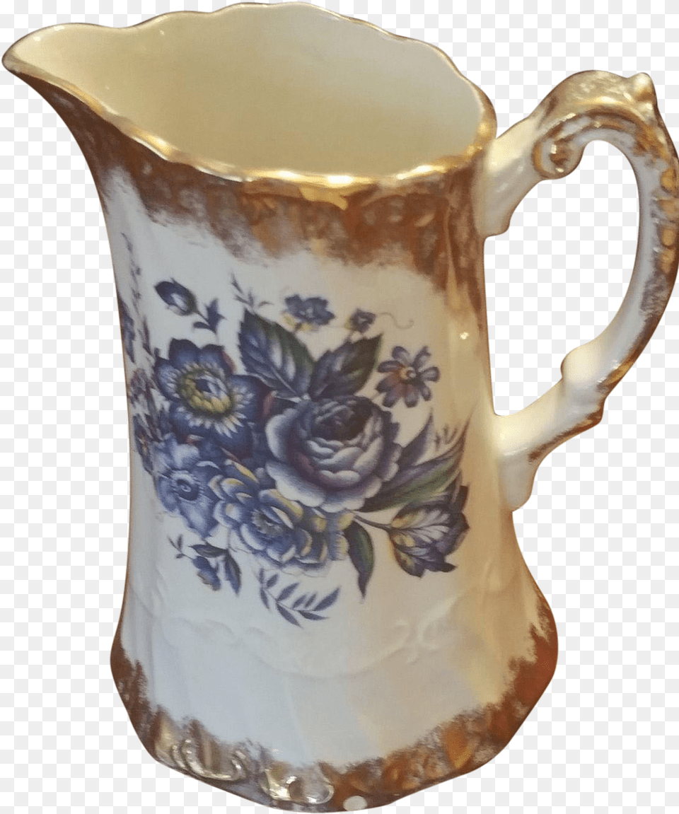 Creamy English Royal Falcon Ware Water Pitcher Or Vase Blue And White Porcelain, Cup, Jug, Water Jug, Art Free Transparent Png