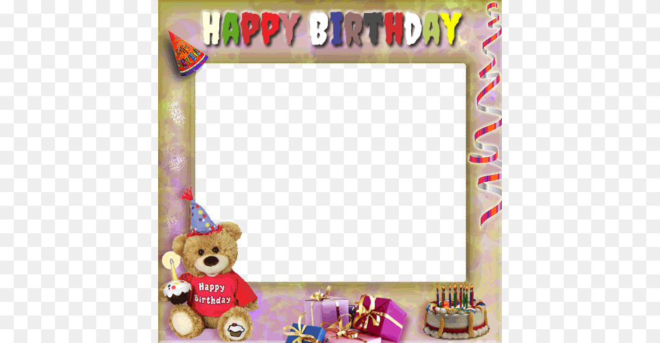 Create Your Birthday Photo Frame With Cute Teddy And Happy Birthday Frame 2017, Clothing, Person, People, Hat Free Transparent Png