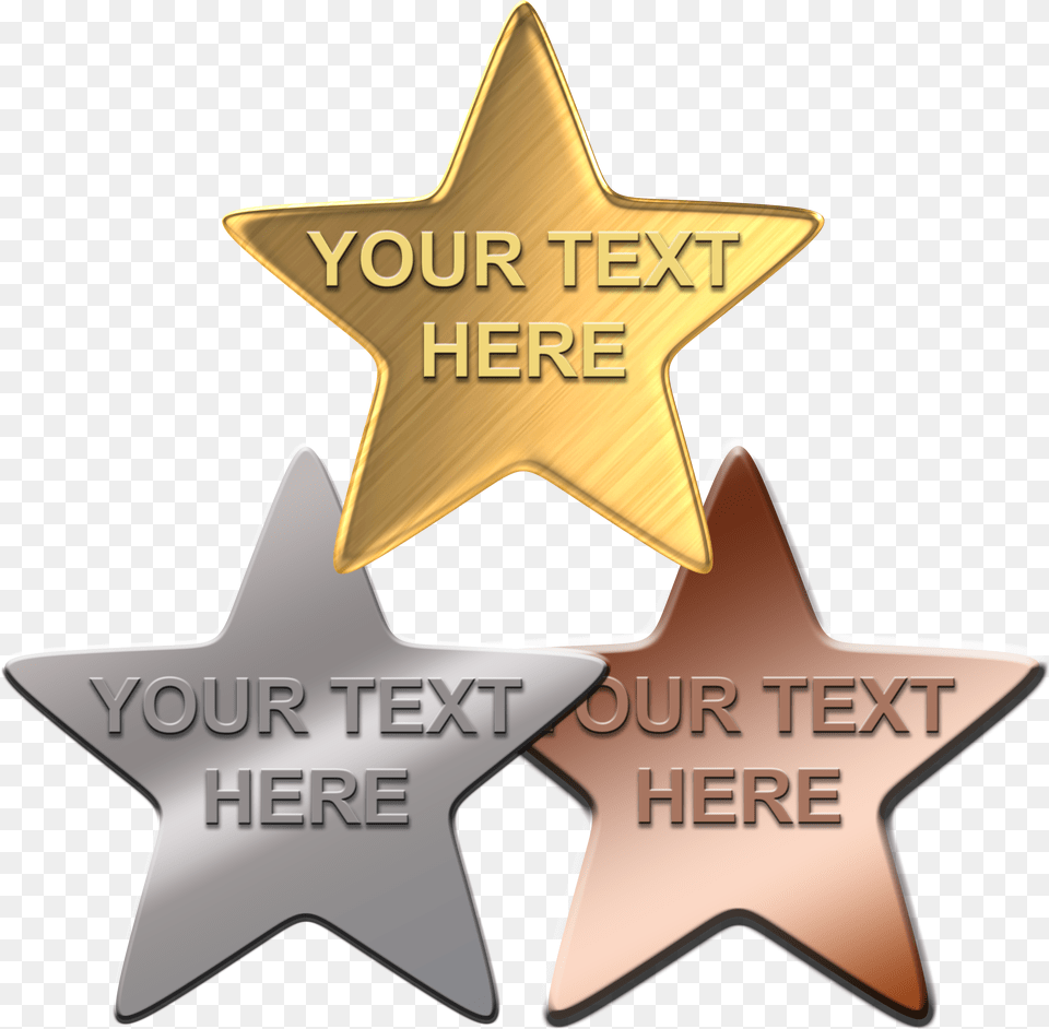 Create Your Own Star Badge Embossed With Text Gold Star On Badges Png