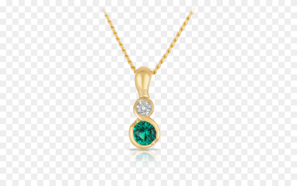 Created Emerald And Diamond Pendant Set In Yellow Gold, Accessories, Jewelry, Necklace, Gemstone Png Image