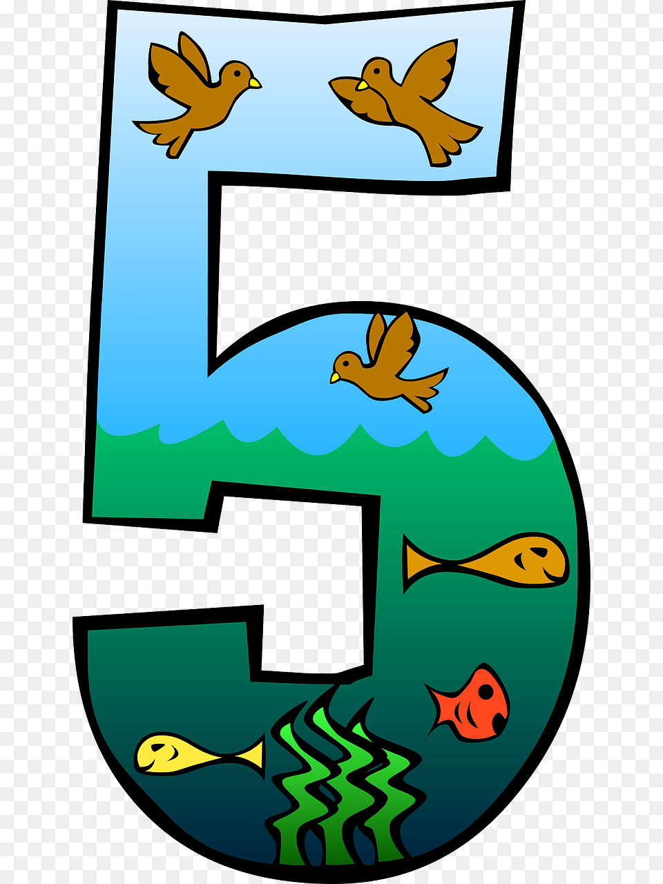 Creation Day 5 Number, Animal, Bird Png
