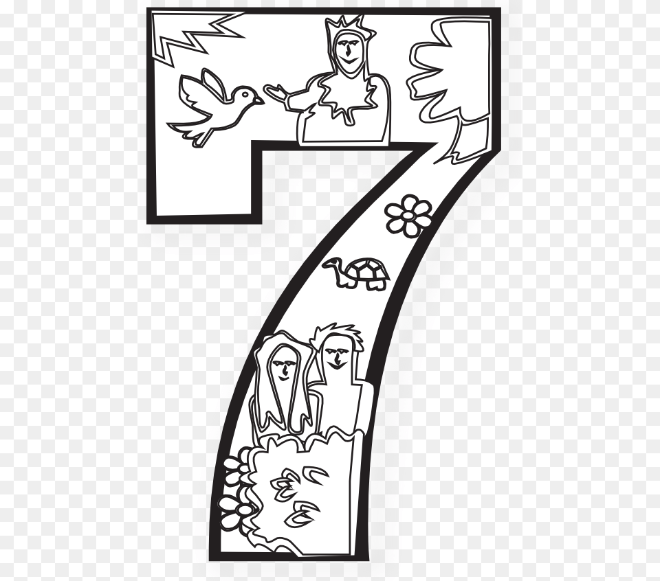 Creation Days Numbers Black White Seventh Day Of Creation Coloring Page, Baby, Person, Text, Animal Png