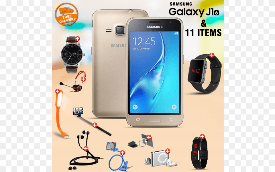 Creative 11 In 1 Bundle Offer Samsung J120 Portable Principal, Electronics, Mobile Phone, Phone, Wristwatch Png Image