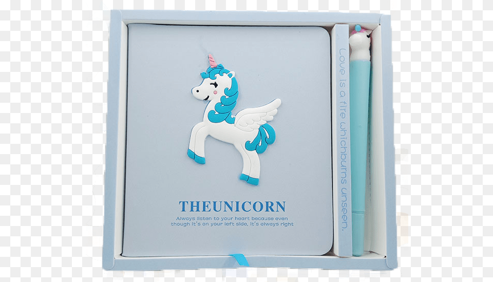 Creative Cute Lovely Blue Unicorn Diary Notebook With Pen Stallion, Envelope, Greeting Card, Mail Free Png