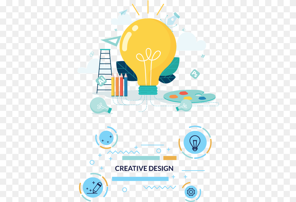 Creative Design Creatividad Y Generacion De Ideas, Light, Lightbulb, Machine, Wheel Free Png Download