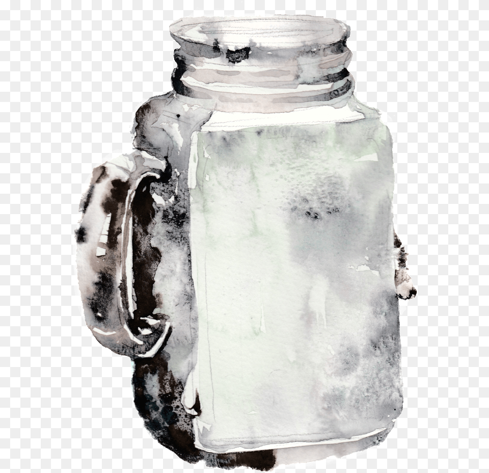Creative Water Glass Ink Painting Transparent Glass Bottle, Jar, Person, Cup, Jug Free Png Download