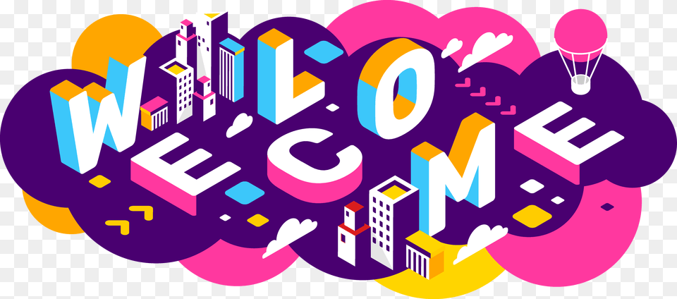 Creative Welcome Word, Art, Graphics, Purple, People Png
