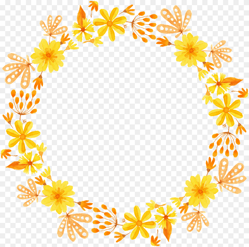 Creative Wreath Design Decorative Guirlanda Amarela, Art, Floral Design, Graphics, Pattern Free Transparent Png