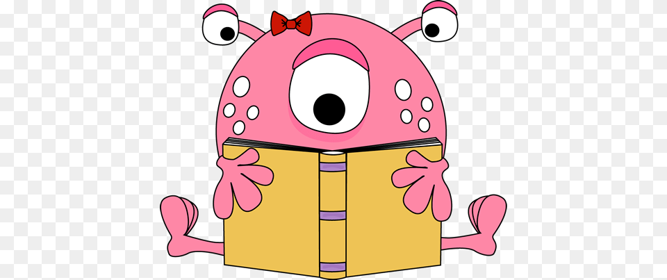Creature Clipart Pink Alien Book Monster Clip Art, Indoors Free Transparent Png
