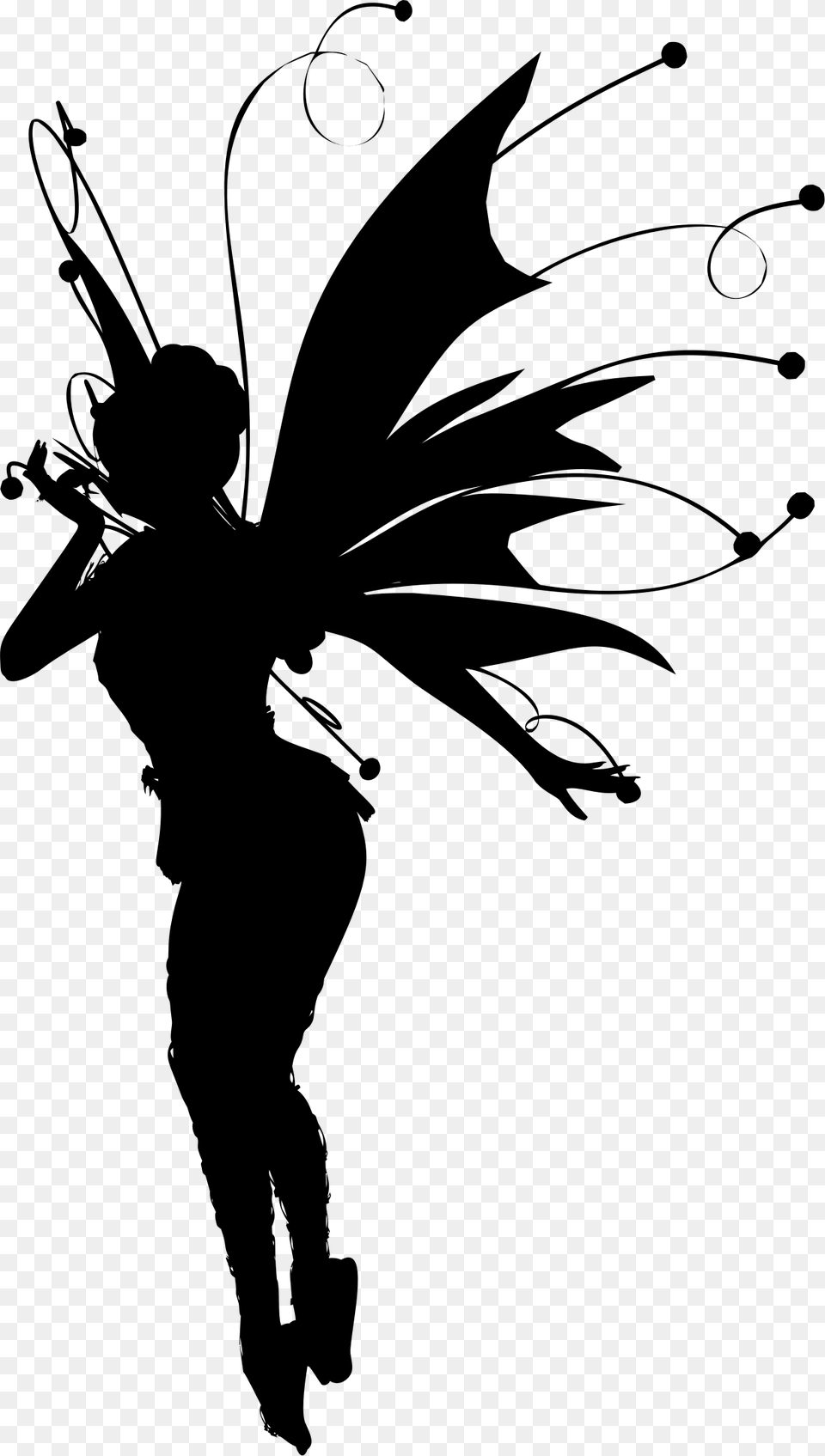 Creature Faery Fairy Flying Fairy Silhouette, Gray Free Png