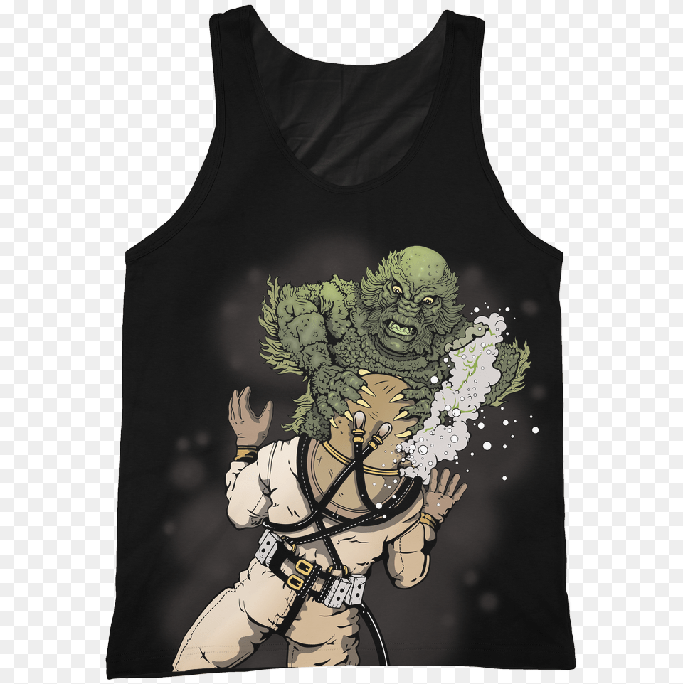 Creature From The Black Lagoon Tank Cartoon, Clothing, Tank Top, Person, Book Free Png Download