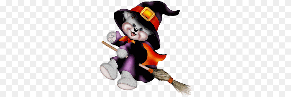 Creddy Teddy Witch On Broom Halloween Clip Art Clip Art, Baby, Person, Performer Free Transparent Png