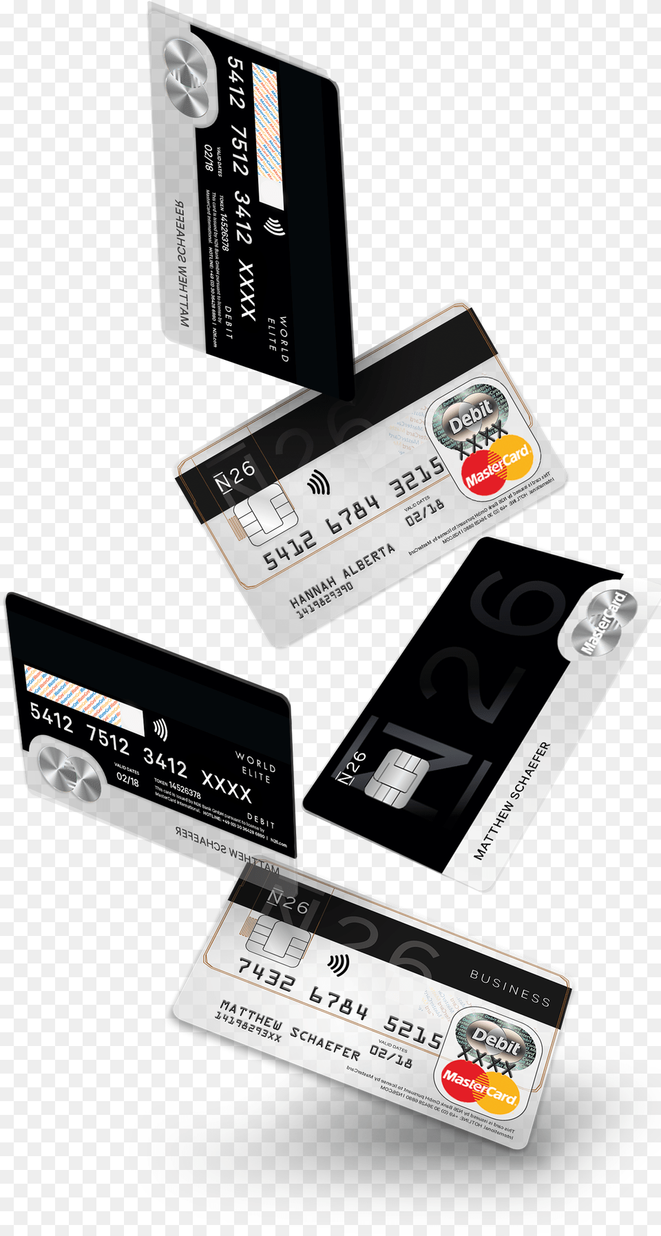 Credit Card Falling Cards Ret N26 Card Back, Text, Business Card, Paper Free Png Download