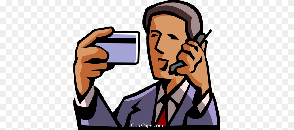 Credit Card Information On Cell Phone Royalty Free Vector Clip Art, Adult, Person, Man, Male Png