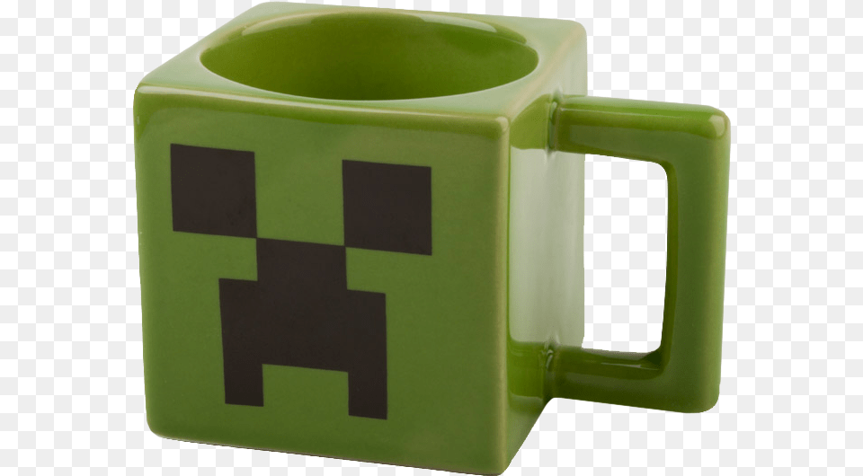 Creeper Face Square Coffee Mug Minecraft Cup, Pottery, Beverage, Coffee Cup Free Png Download