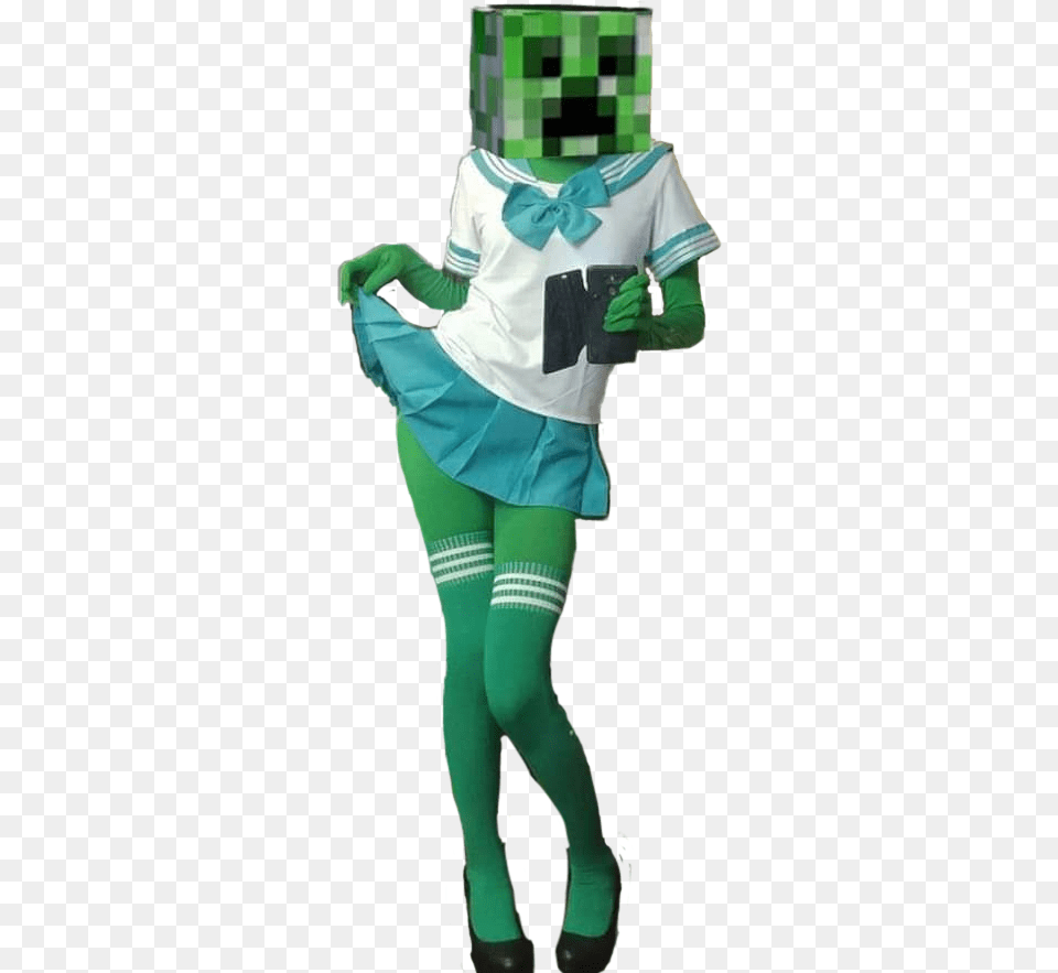 Creeper Meme Girl Cosplay Sticker By Lizp255 Minecraft Creeper Cosplay, Clothing, Costume, Person, Female Free Png