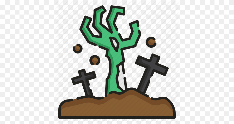 Creepy Graveyard Halloween Horror Living Dead Spooky Zombie Icon, Cross, Symbol Png