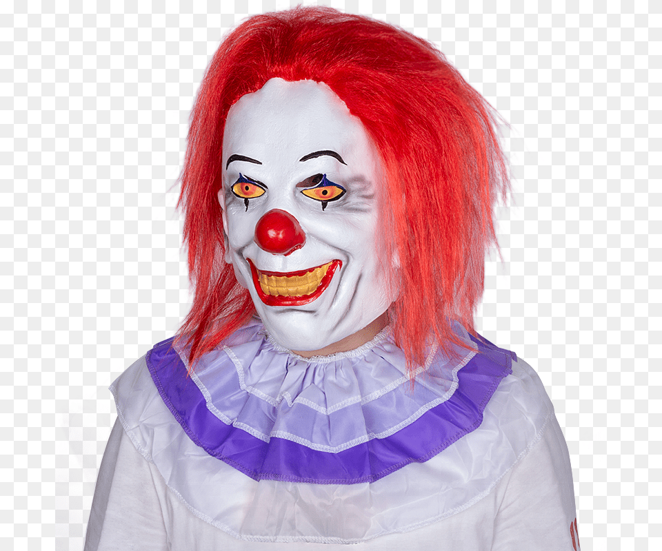 Creepy Halloween Latex Mask Clown Pennywise Mask With, Adult, Female, Person, Woman Free Png Download