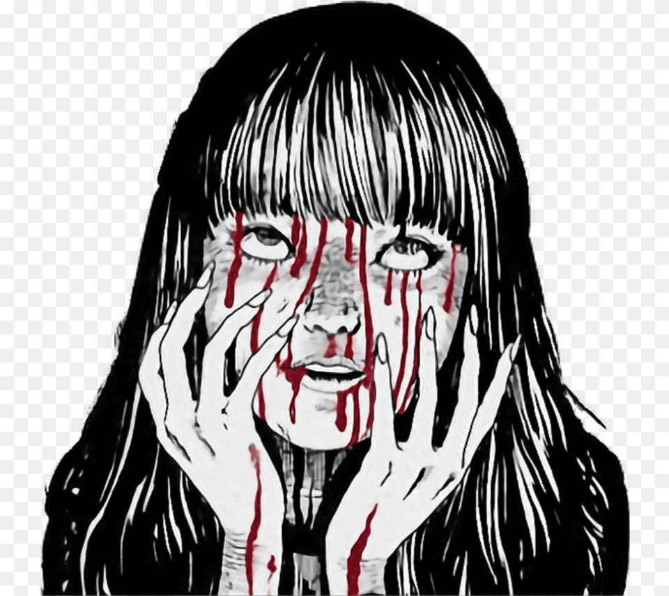 Creepy Horror Scary Remixit Grunge Aesthetic Junji Ito Snow White, Adult, Publication, Person, Female Free Transparent Png