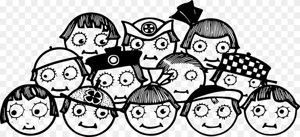 Creepy Kids Faces Clip Arts Kids Cartoon Black White, Gray Free Transparent Png