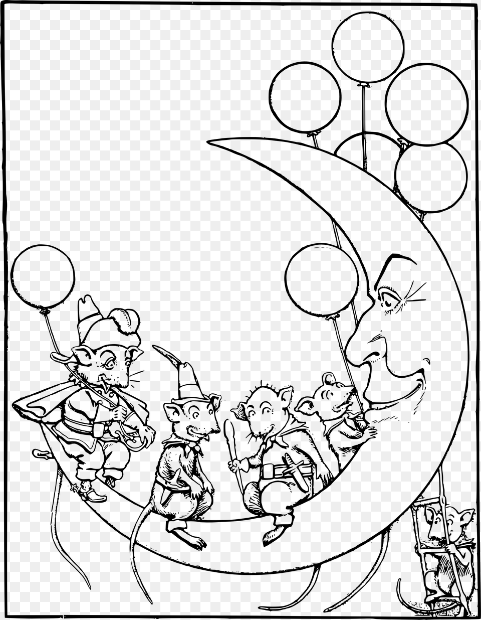 Creepy Moon Mice Clip Arts Clipart Black And White Go To The Moon, Gray Png Image