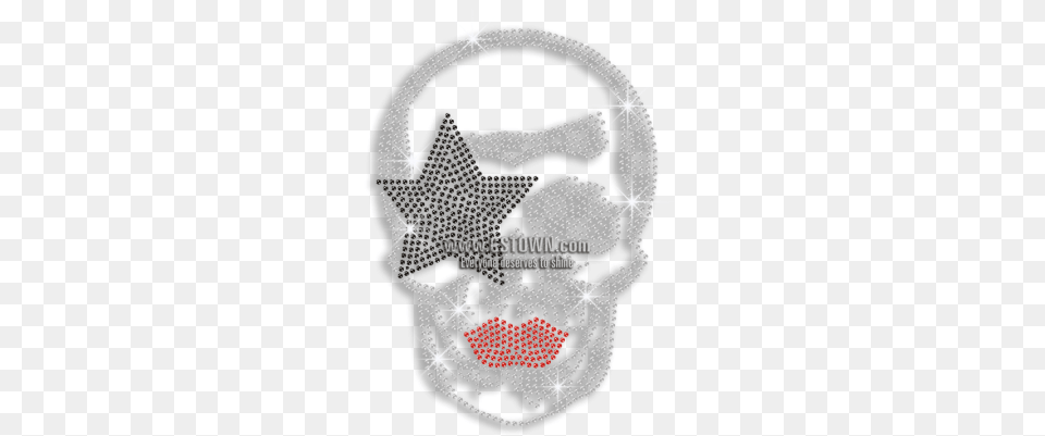 Creepy Skull With Star Iron On Rhinestone Transfer Emblem, Accessories, Chandelier, Lamp, Jewelry Png Image