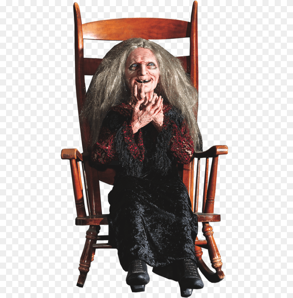 Creepy Witch Download Laughing Hag Animated Prop, Furniture, Adult, Person, Hand Free Png