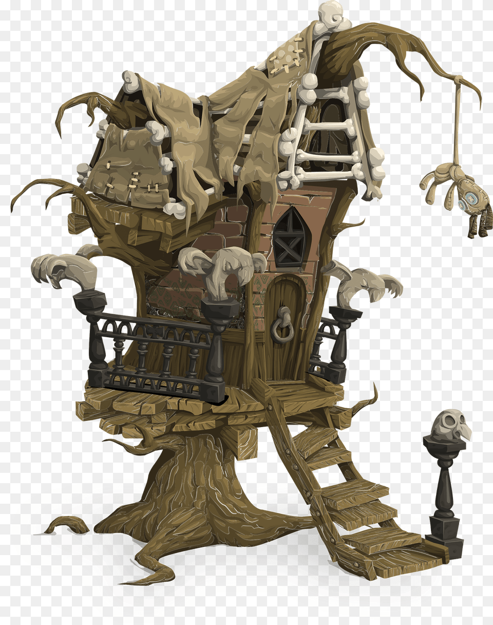 Creepy Wooden Brown Fantasy House Clipart, Outdoors, Wood Free Png