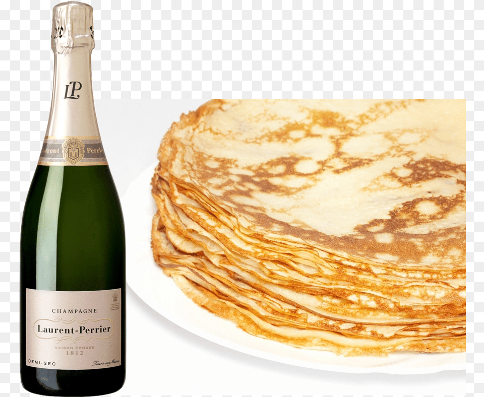 Crepes And Laurent Perrier Demi Sec, Bread, Food, Pancake, Alcohol Png Image