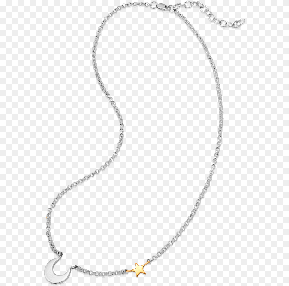 Crescent Gold Star Necklace Necklace, Accessories, Jewelry, Chain Free Transparent Png