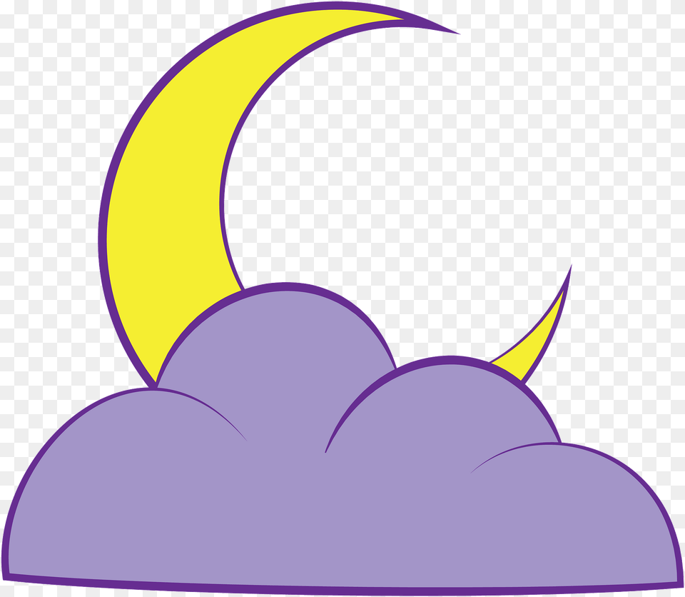 Crescent Moon And Cloud Clipart Crescent Moon With Clouds Clipart, Purple, Nature, Night, Outdoors Free Png Download