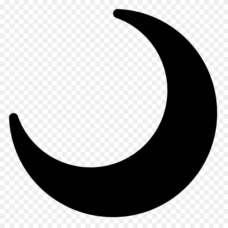 Crescent Moon Filled Icon, Gray Free Transparent Png