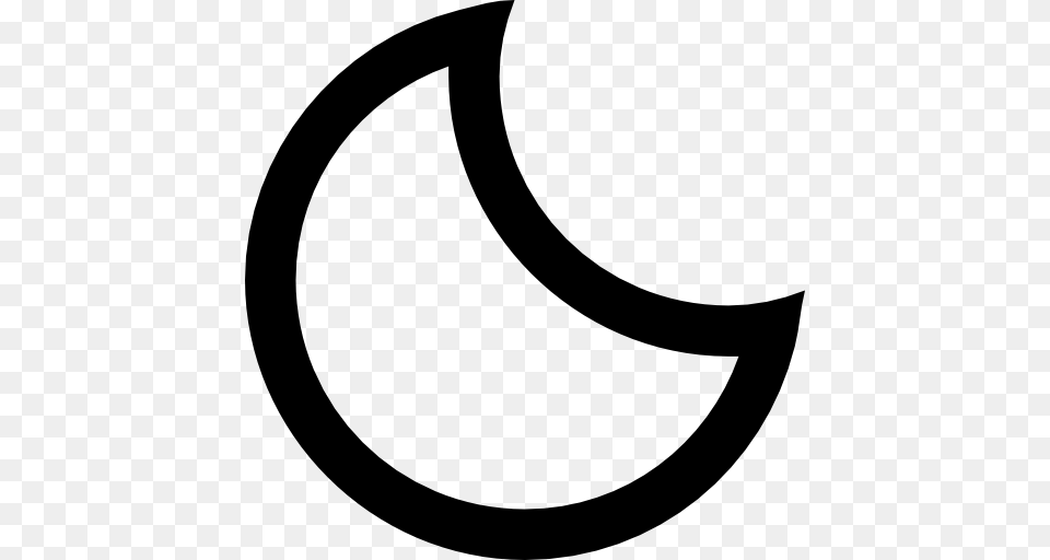 Crescent Moon Phase Outlined Symbol Of Weather Interface, Gray Free Png